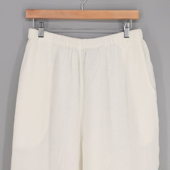 FLAX Two Piece 100% Linen Button Front Top (M) & Pull-On Pant (L) Off-White Ecru - Picture 5 of 10